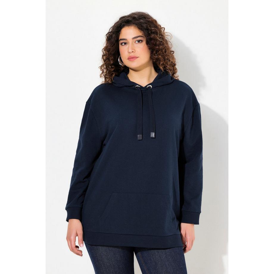 Ulla Popken Maglia oversize maniche lunghe con cappuccio e motivo grafico  