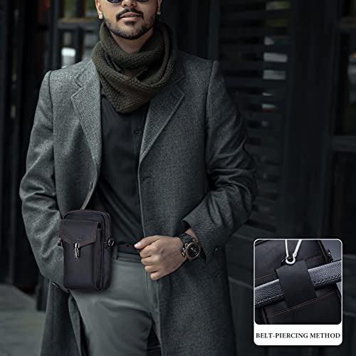 Only-bags.store Vintage Leder Gürteltasche Kleine Umhängetasche Retro Stil  