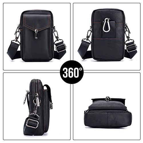 Only-bags.store Vintage Leder Gürteltasche Kleine Umhängetasche Retro Stil  