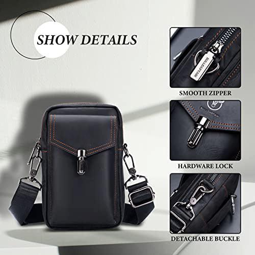 Only-bags.store Vintage Leder Gürteltasche Kleine Umhängetasche Retro Stil  