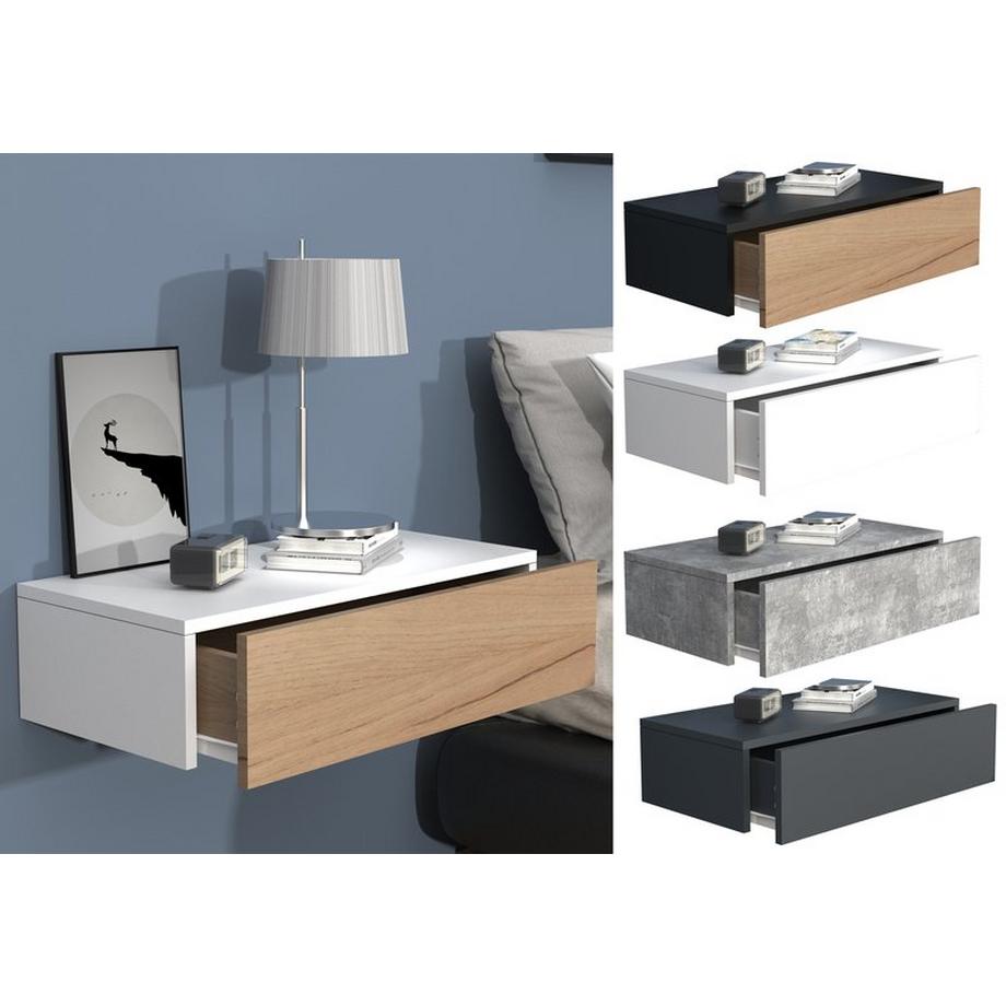 VCM Holz Wandschublade Nachtschrank Wandboard Schublade Konsole Nachttisch Usal M 60 cm  