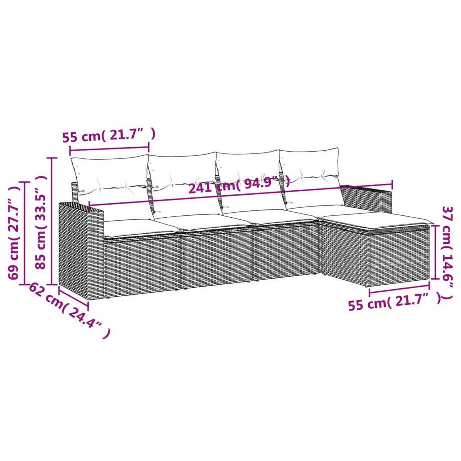 VidaXL Garten sofagarnitur poly-rattan  