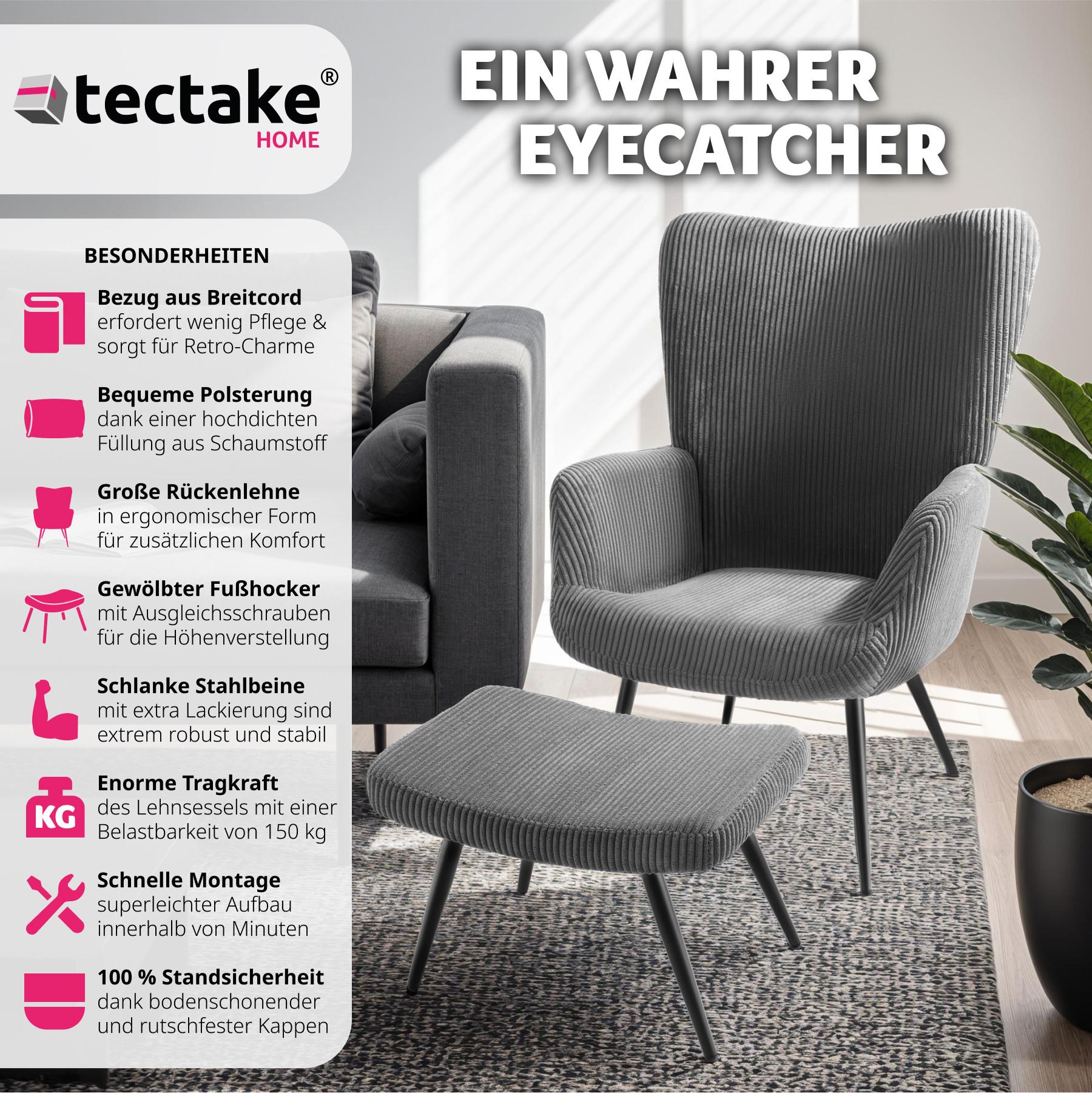 Tectake Fauteuil Hygge rembourré, ergonomique, charge maximale 150 kg  