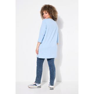 Ulla Popken  Longshirt, Blüten, A-Linie, V-Ausschnitt, 3/4-Arm 