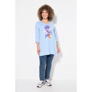 Ulla Popken  Longshirt, Blüten, A-Linie, V-Ausschnitt, 3/4-Arm 