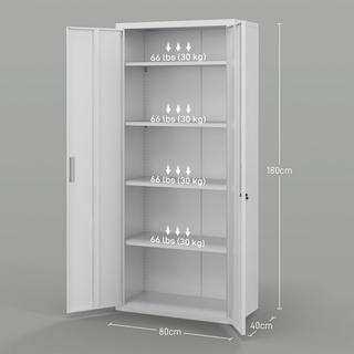 Northio Aktenschrank, Büroschrank mit 2 Türen, 5 Ebenen Mehrzweckschrank mit verstellbarer Ablage, Aufbewahrungsschrank aus Stahl, für Arbeitszimmer, Wohnzimmer, Weiß Aosom  