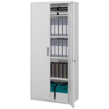 Aktenschrank, Büroschrank mit 2 Türen, 5 Ebenen Mehrzweckschrank mit verstellbarer Ablage, Aufbewahrungsschrank aus Stahl, für Arbeitszimmer, Wohnzimmer, Weiß Aosom