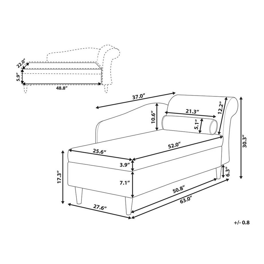 Beliani Chaise longue côté droit en Velours Glamour LUIRO  