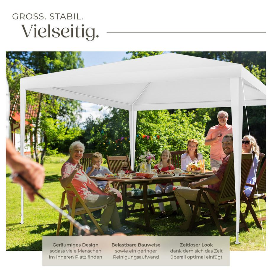 Tectake Pavillon Barinas 3 x 3 m, im Stecksystem abnehmbare Seitenteile  