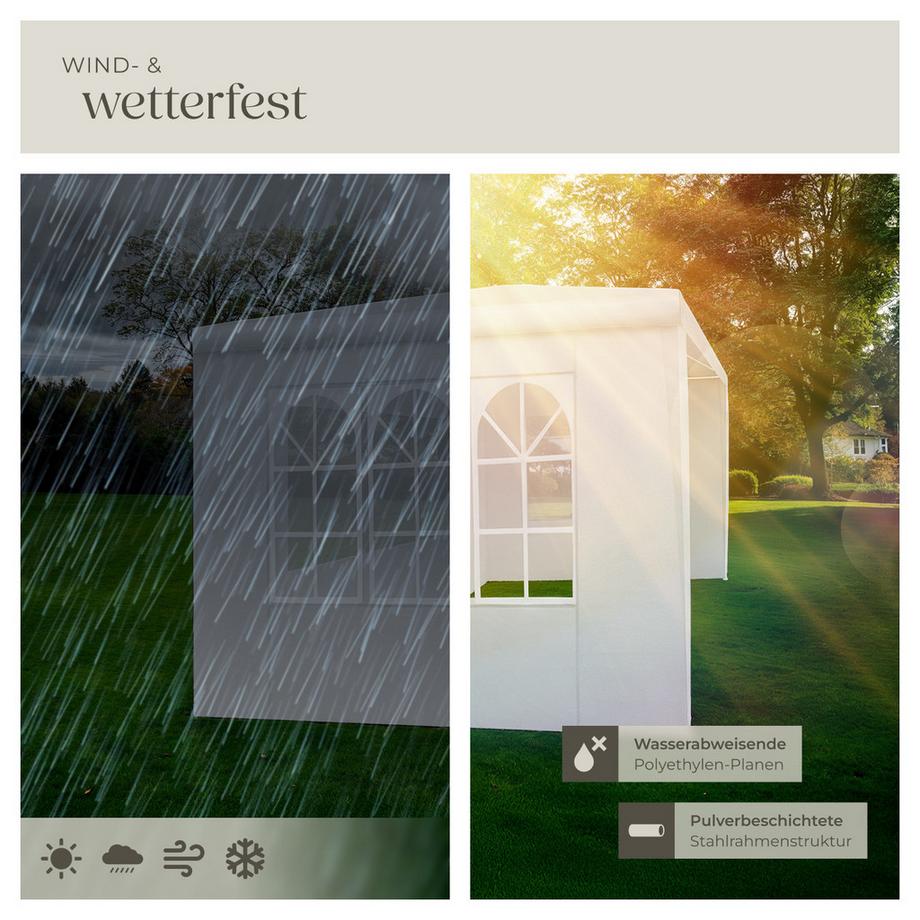 Tectake Pavillon Barinas 3 x 3 m, im Stecksystem abnehmbare Seitenteile  