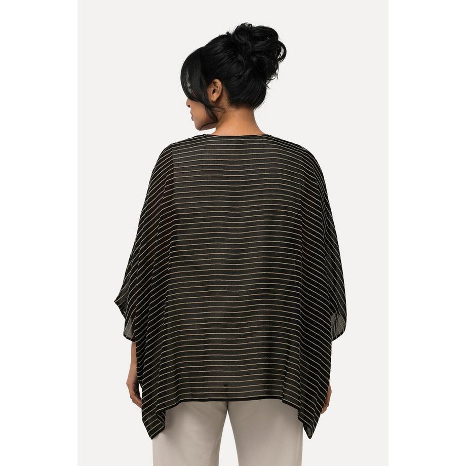 Ulla Popken Blusa Righe 3D Doppio Strato Scollo V Mezze Maniche  