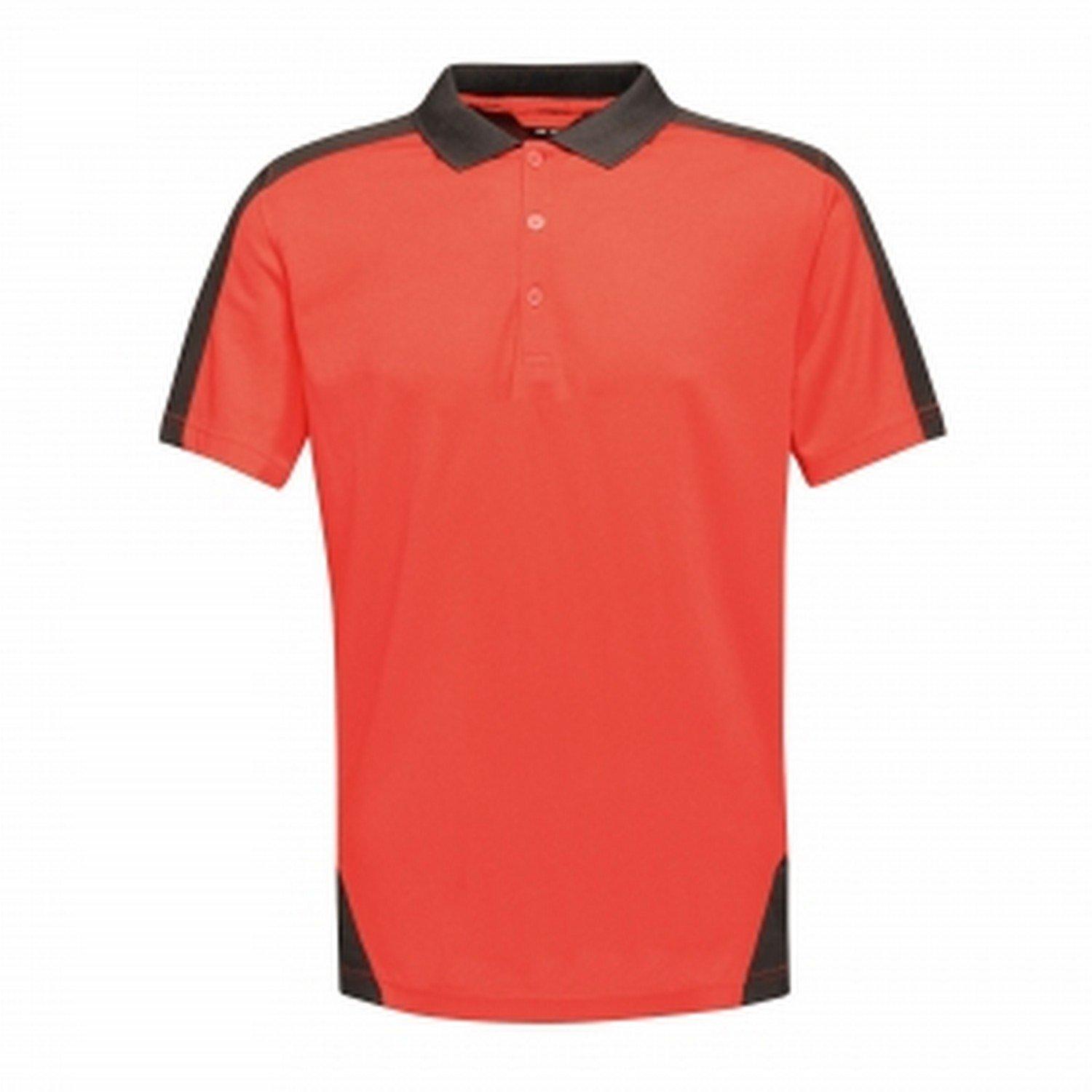 Image of Poloshirt Contrast Coolweave Herren Rot Bunt 4XL