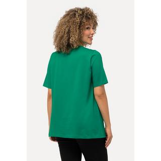 Ulla Popken  T-shirt dal taglio svasato con scollo a girocollo e mezze maniche 