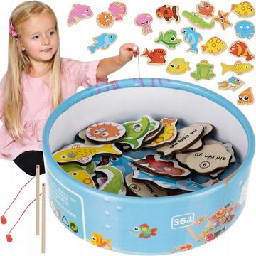 Jeux de poissons en bois - aimants - jouet pour enfants