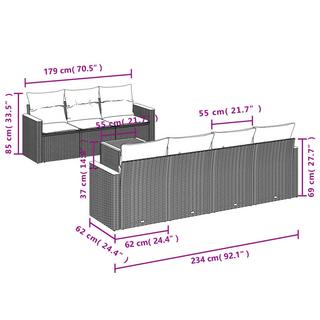 VidaXL set divano da giardino Polirattan  