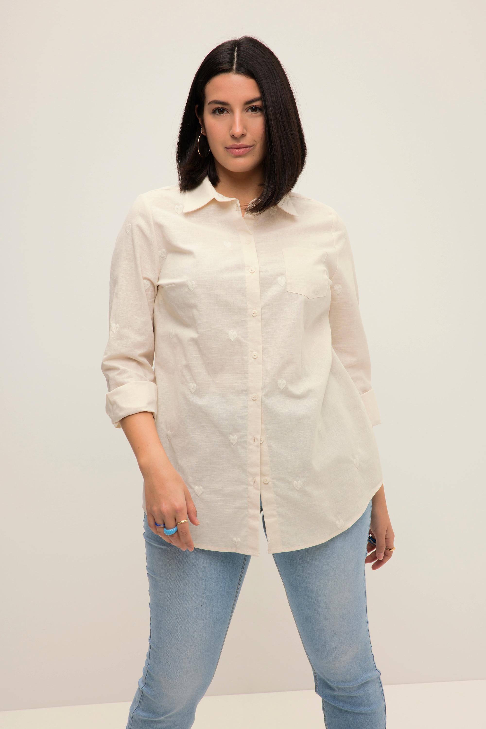 Studio Untold  Camicia con cuori ricamati, collo da camicia e maniche lunghe 