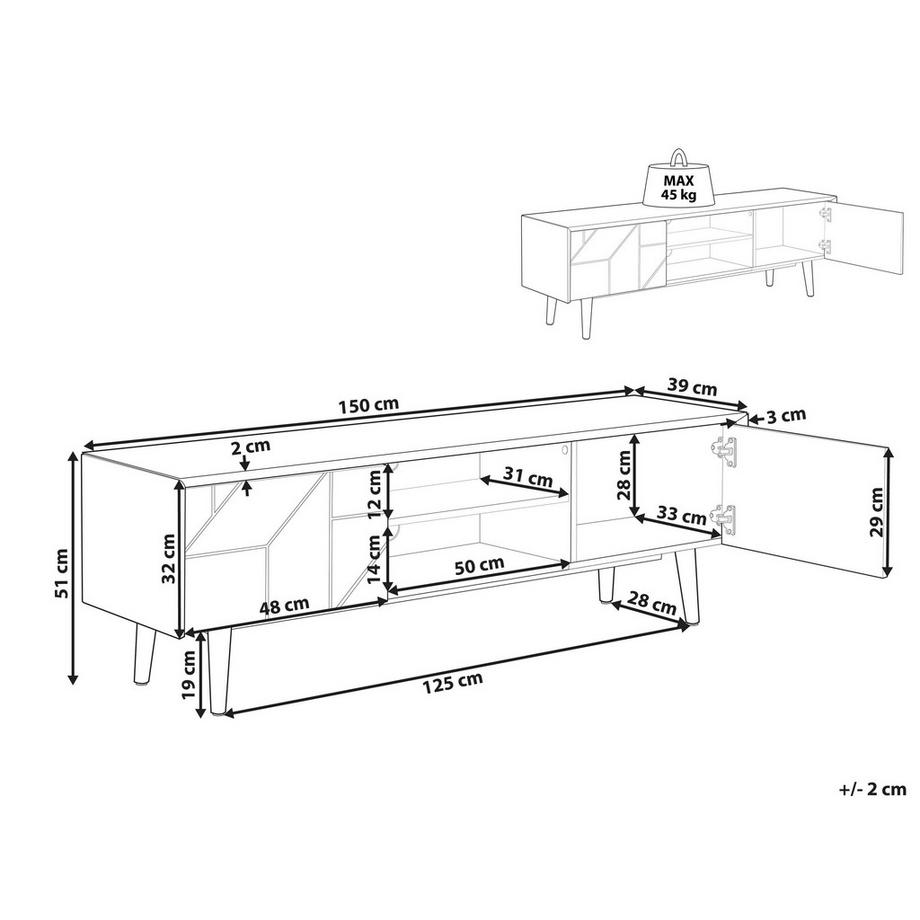 Beliani Meuble TV en Panneau de particules de bois Moderne FRANKLIN  