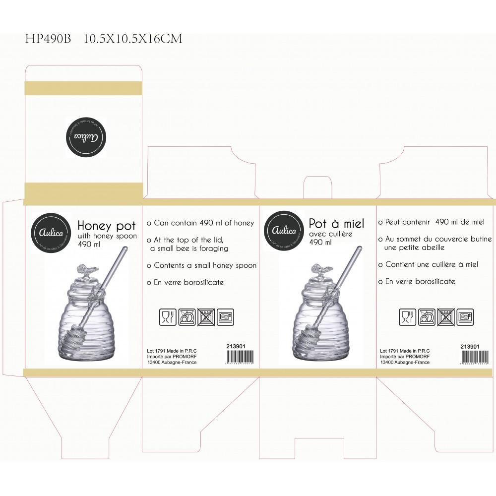 Aulica  HONIGTOPF 490 ML BOROSILIKAT MIT LÖFFEL 