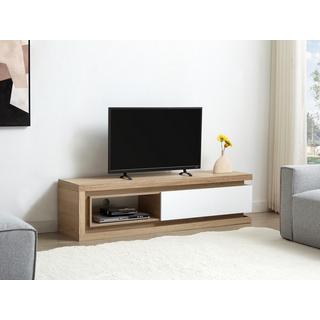 Vente-unique Mobile TV 1 cassetto e 1 nicchia con LED in MDF Naturale e Bianco laccato - FLARANCIA  