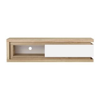 Vente-unique Mobile TV 1 cassetto e 1 nicchia con LED in MDF Naturale e Bianco laccato - FLARANCIA  