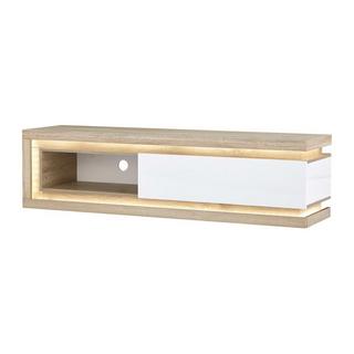 Vente-unique Mobile TV 1 cassetto e 1 nicchia con LED in MDF Naturale e Bianco laccato - FLARANCIA  