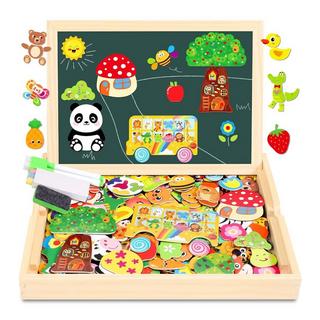 Activity-board  Holzpuzzle mit doppelseitigem Magneten | Wald | Bauernhof | Obst | Bus - kreatives Spielzeug für Kinder 