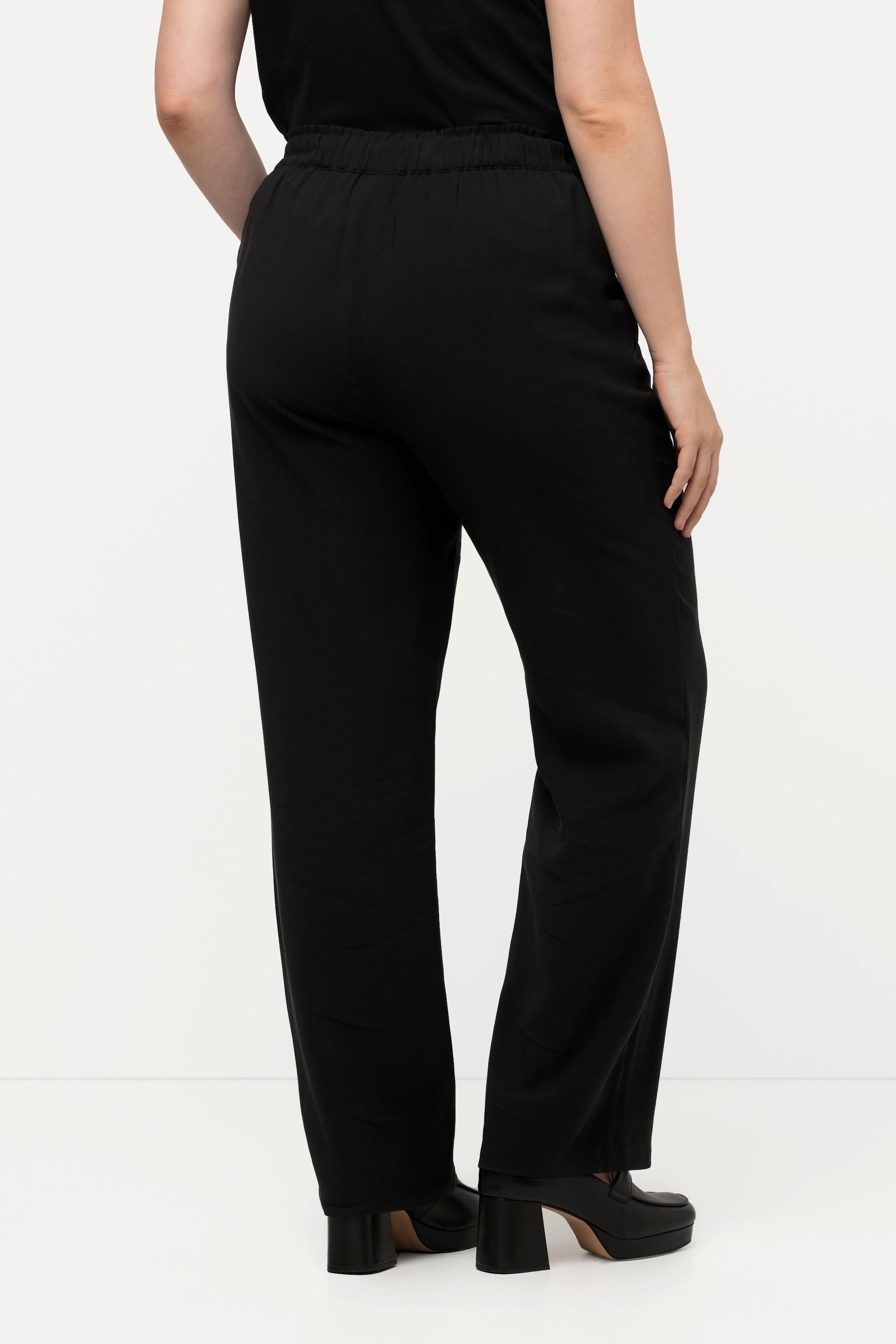 Ulla Popken  Pantalon à pinces sans fermeture, taille élastique et cordon 