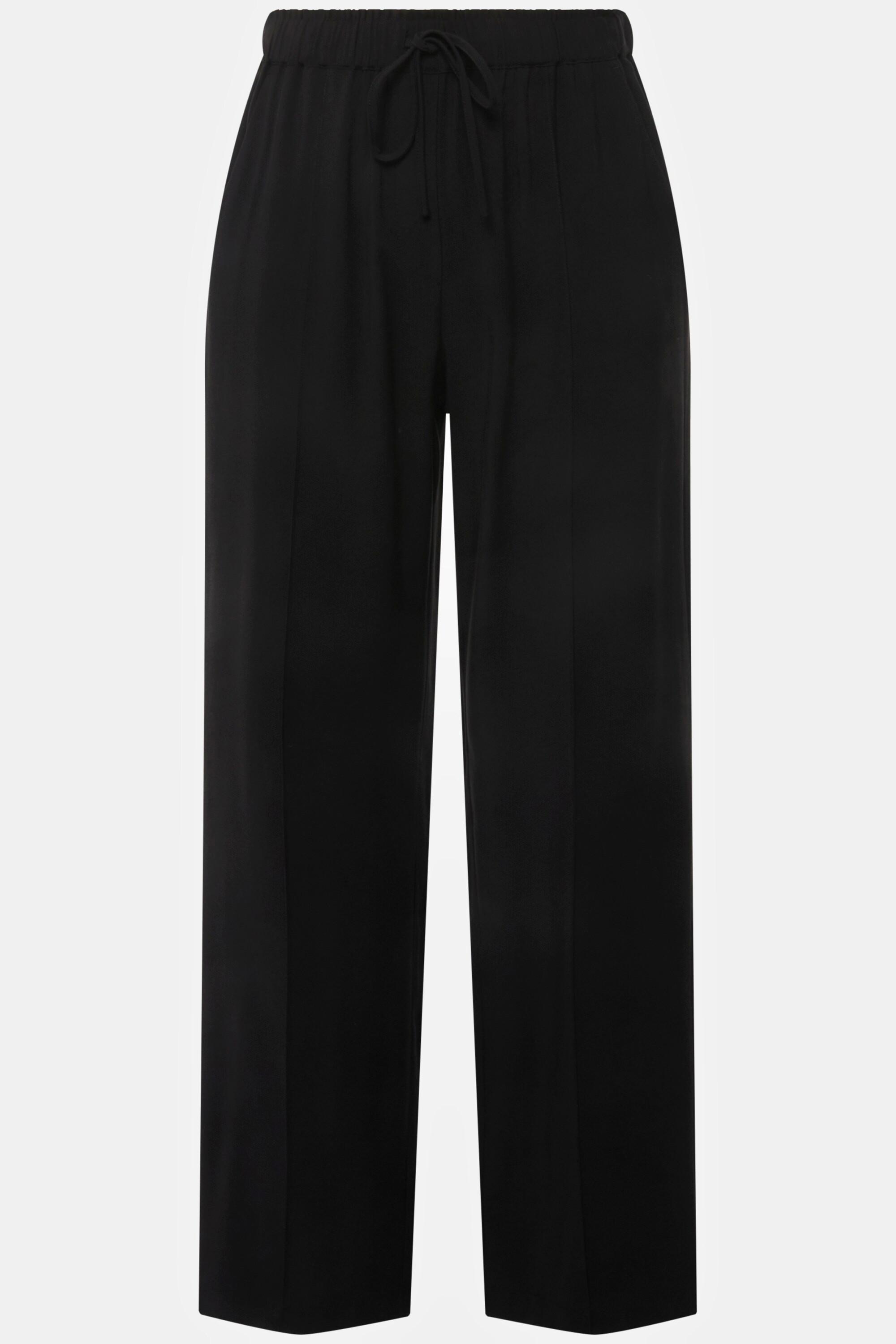 Ulla Popken  Pantalon à pinces sans fermeture, taille élastique et cordon 