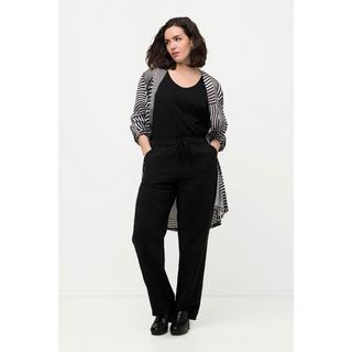 Ulla Popken  Pantalon à pinces sans fermeture, taille élastique et cordon 