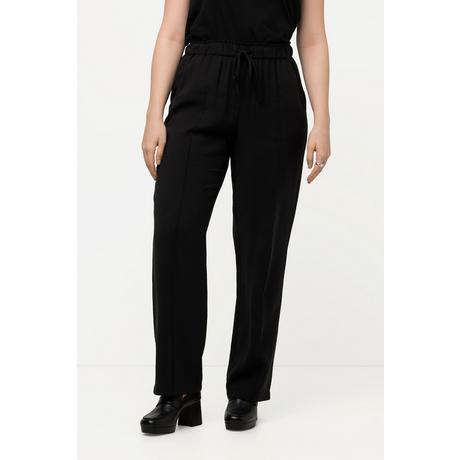 Ulla Popken  Pantalon à pinces sans fermeture, taille élastique et cordon 