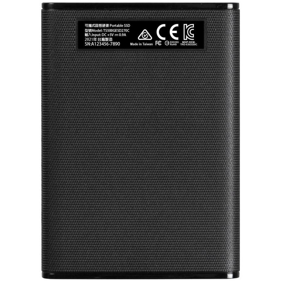 Transcend  Tragbare SSD ESD270C USB-C 500 GB (R520/W460) Schwarz 