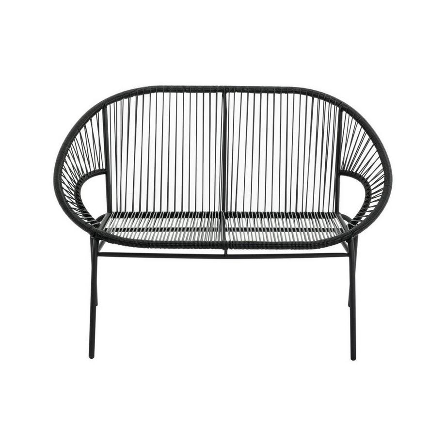 Vente-unique Salotto da giardino in fili di Resina intrecciati: 2 poltrone, una panca e un tavolo Nero - ALIOS III di MYLIA  