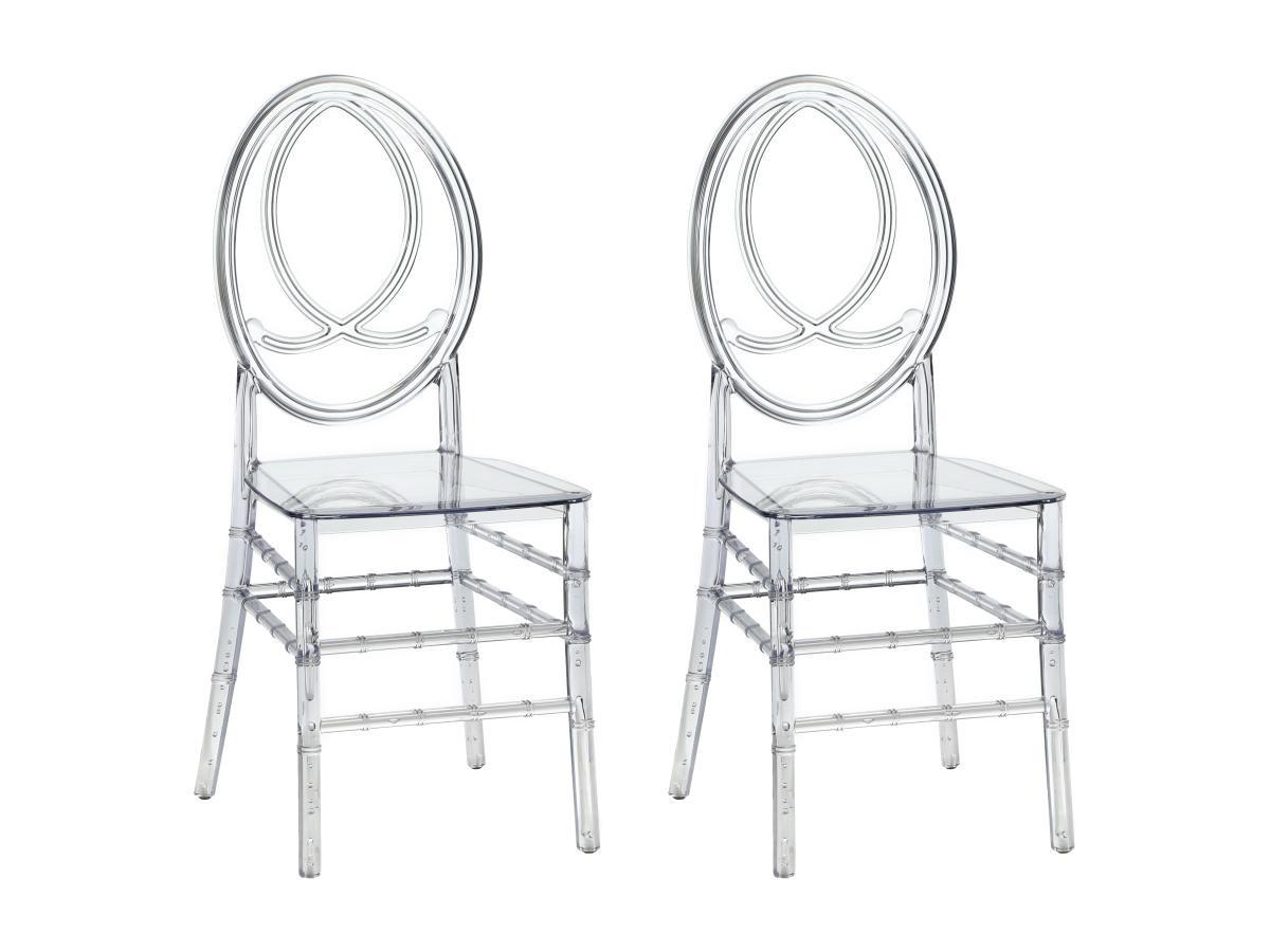 Vente-unique Lot de 2 chaises en polycarbonate plein - Cristal - AMALINE  