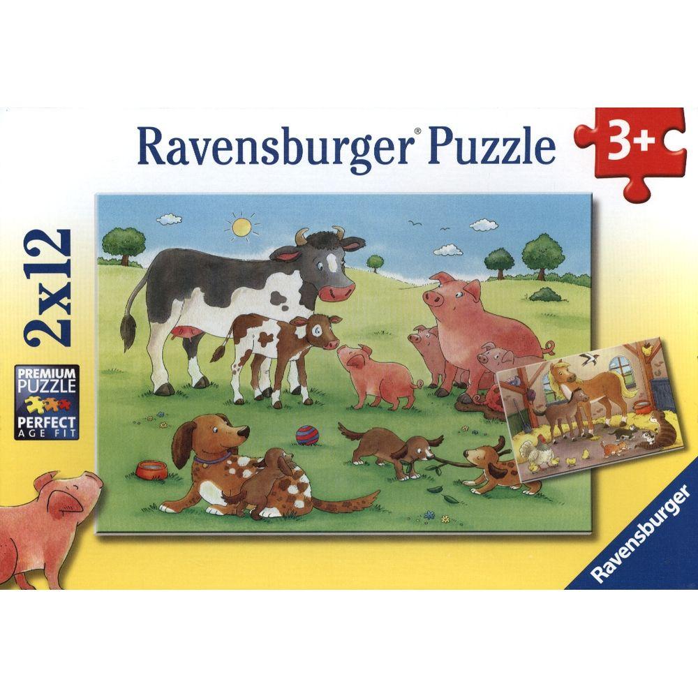 Ravensburger  Puzzle Glückliche Tierfamilien (2x12) 