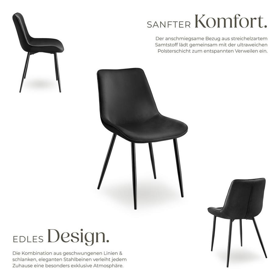 Tectake Lot de chaises MONROE rembourrées aspect velours  