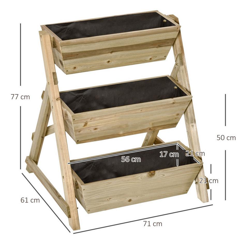 Northio Aiuola Rialzata Scaletta Per Fiori Scaletta Per Fiori In Legno Con 3 Ripiani Scaletta Per Piante Scaffale Per Piante Scaffale Per Piante Scaffale Per Fiori Portafiori Naturale 71X61X77Cm  