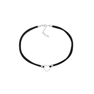 Elli  Halskette Choker Herz Velourband Schwarz 925 Silber 