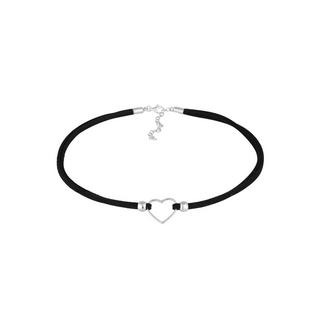 Elli  Halskette Choker Herz Velourband Schwarz 925 Silber 