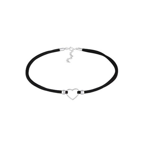 Elli  Halskette Choker Herz Velourband Schwarz 925 Silber 