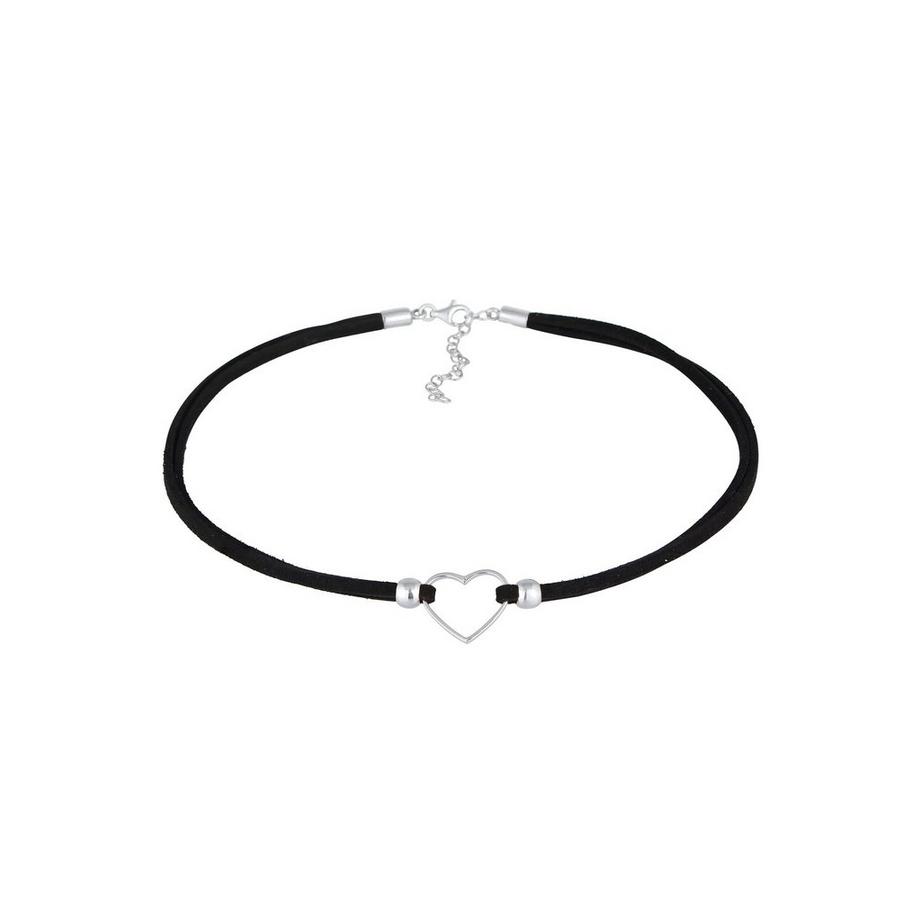 Elli  Halskette Choker Herz Velourband Schwarz 925 Silber 