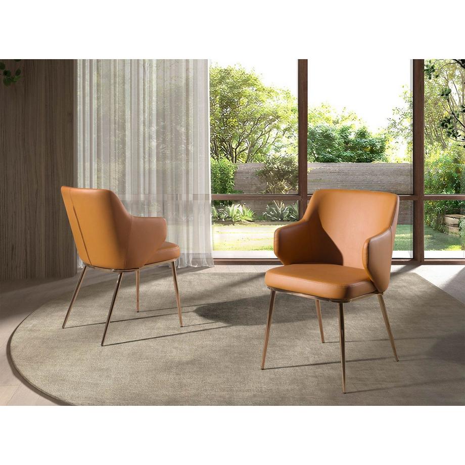 ANGEL CERDA Chaise en similicuir marron  