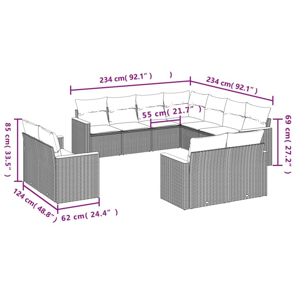 VidaXL set divano da giardino Polirattan  