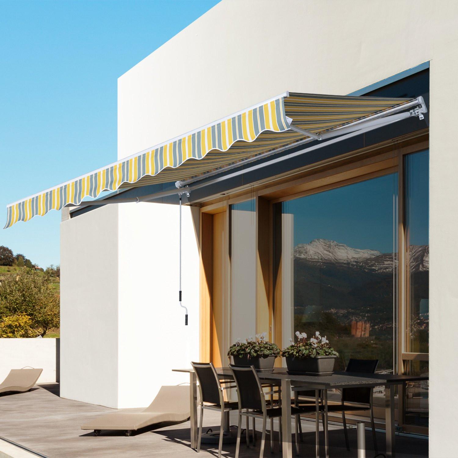 Northio Tenda Da Sole A Bracci Pieghevoli Con Manovella Per Balcone, 2,95X2,45 M, Giallo/Grigio, Alluminio  