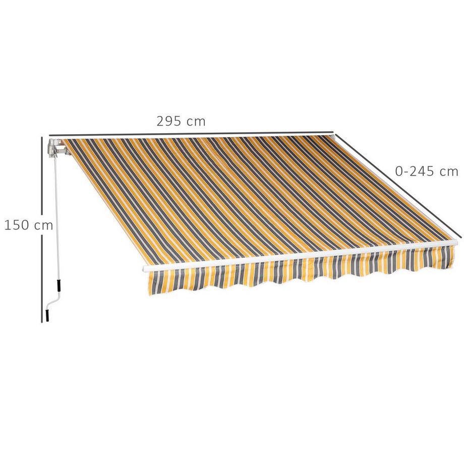 Northio Auvent À Bras Pliant Avec Manivelle Pour Balcon, 2,95X2,45M, Jaune/Gris, Aluminium  