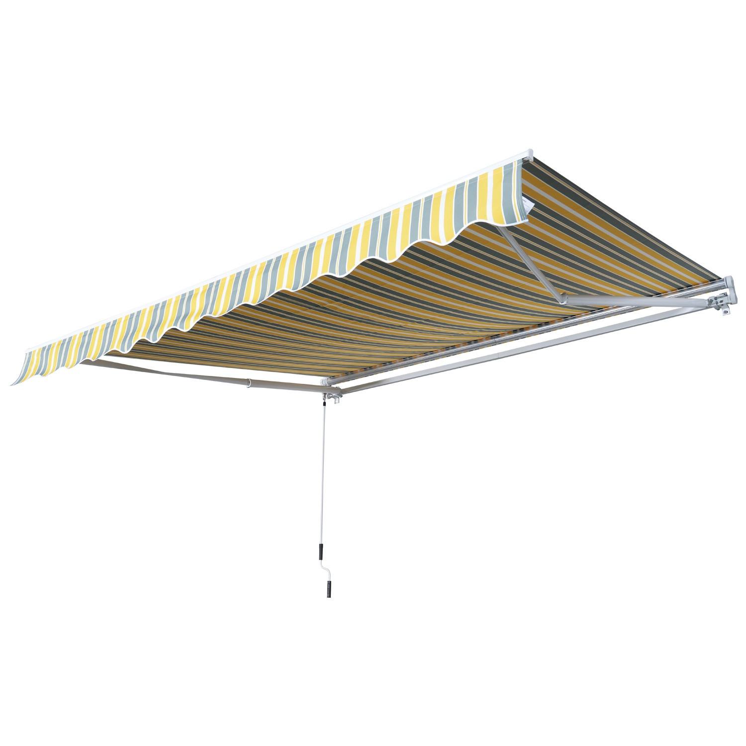 Northio Tenda Da Sole A Bracci Pieghevoli Con Manovella Per Balcone, 2,95X2,45 M, Giallo/Grigio, Alluminio  