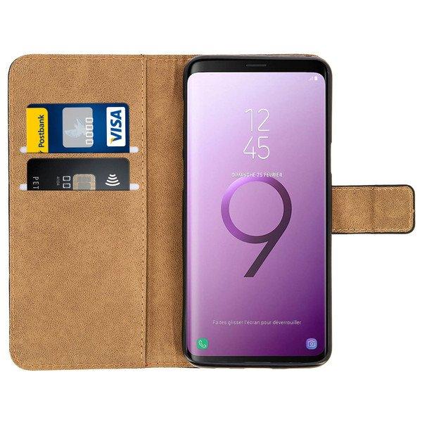 Avizar  Étui folio cuir véritable Noir Galaxy S9 