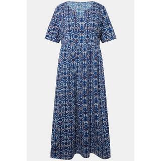 Ulla Popken Jerseykleid Grafischer Druck Tunika Ausschnitt Halbarm  