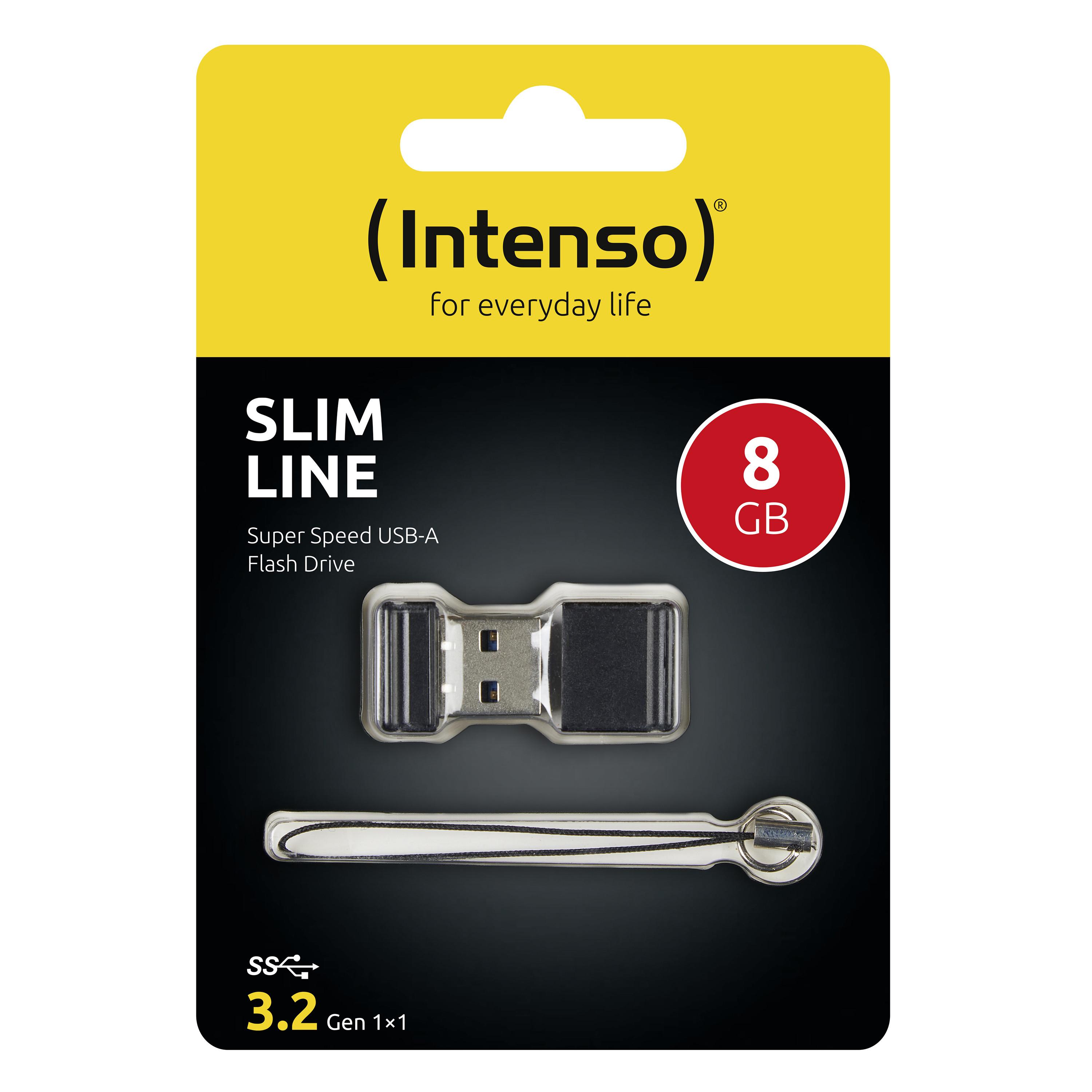Intenso  Intenso Slim Line USB-Stick 8 GB USB Typ-A 3.2 Gen 1 (3.1 Gen 1) Schwarz 