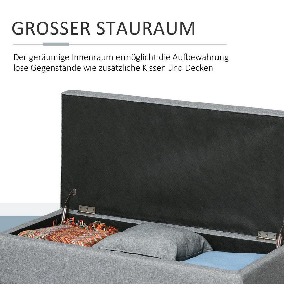 Northio Sitzbank Mit Stauraum Polsterhocker, Belastbar Bis 120 Kg, Abnehmbares Tablett, Polyester, Schaumstoff, Beige  