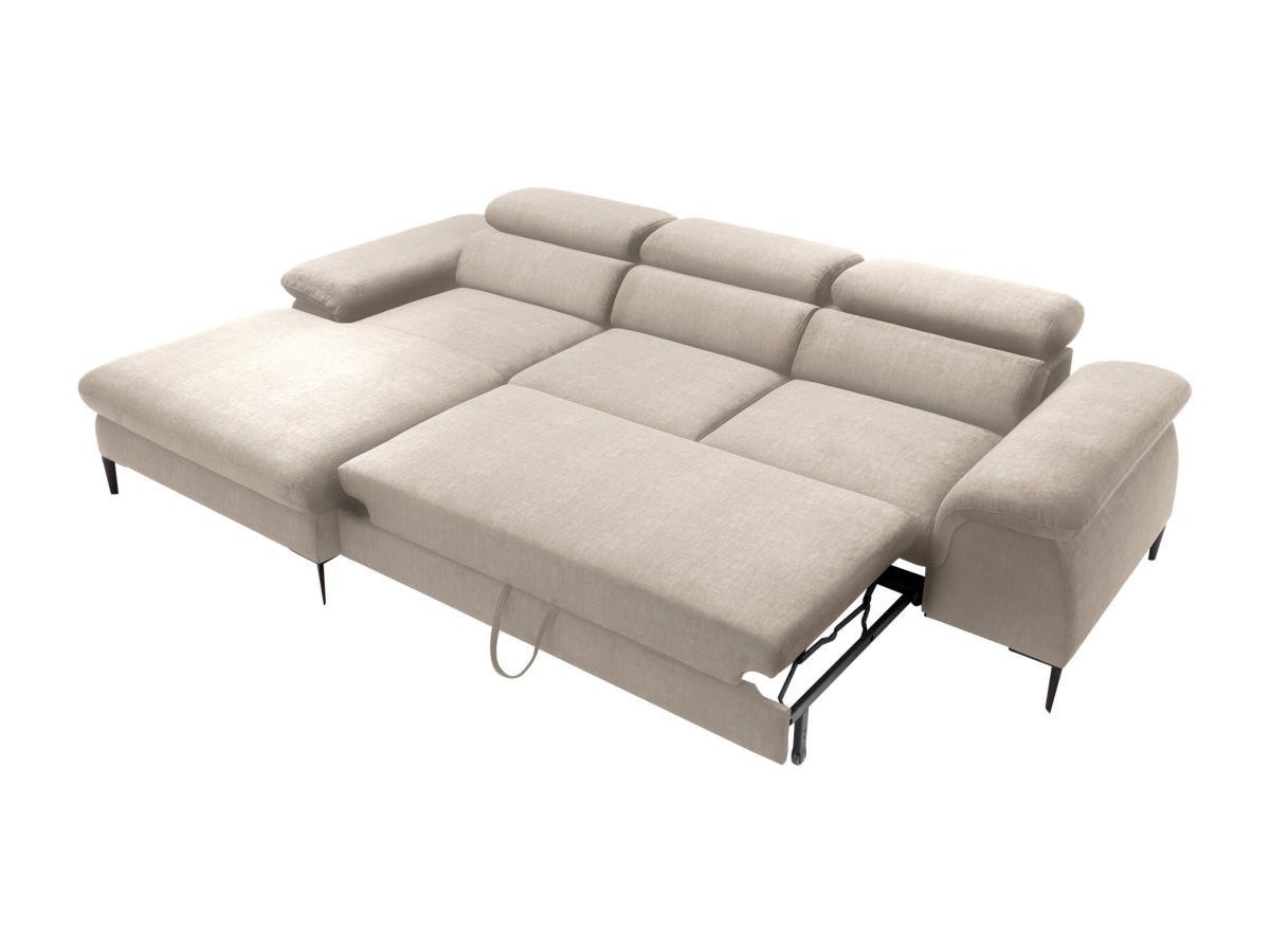 PASCAL MORABITO Canapé d'angle gauche convertible en velours beige SEPINA de Pascal Morabito  